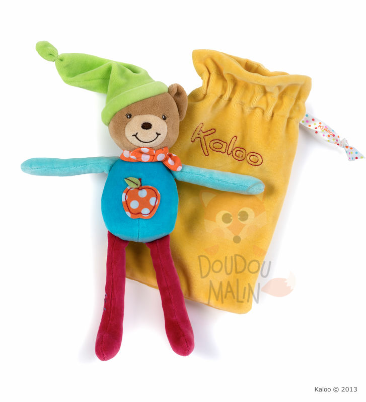 Kaloo collection Colors doudou ours bleu vert rouge orange pomme